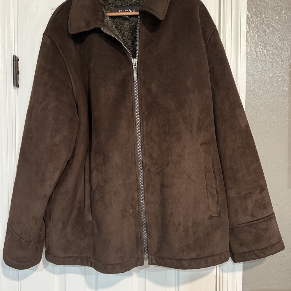 Axcess Brown Bomber Jacket with Plush Texture